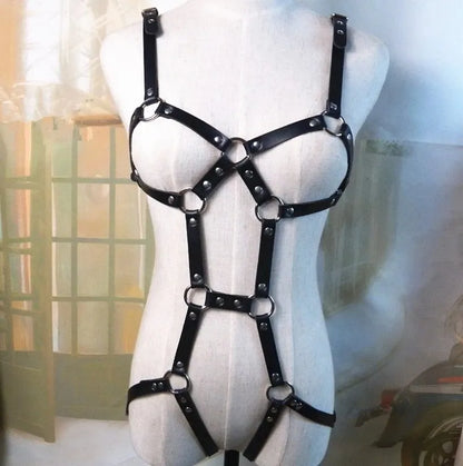 BDSM Body Bondage Bra Garter Stocking Cage Belts Gothic Leather