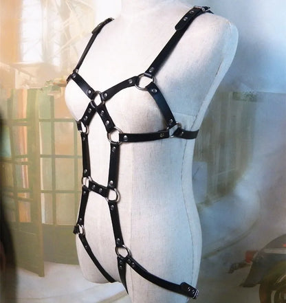 BDSM Body Bondage Bra Garter Stocking Cage Belts Gothic Leather