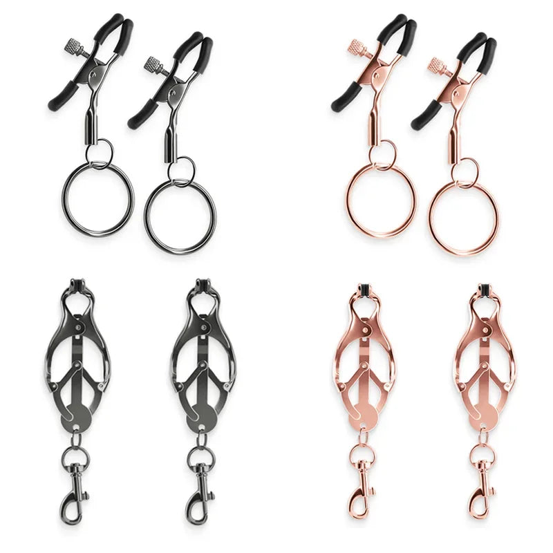 Colorful Metal Nipple Clamps With Chain Set Woman