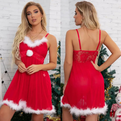 Sexy Lingerie For Christmas Red Lace Cosplay
