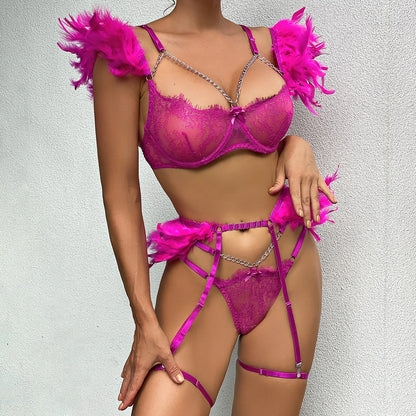 Feather Sensual Lingerie Sexy Transparent Lace