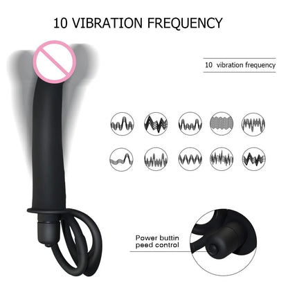 Double Penetration Vibrator Strap On Penis Anal Plug for Man